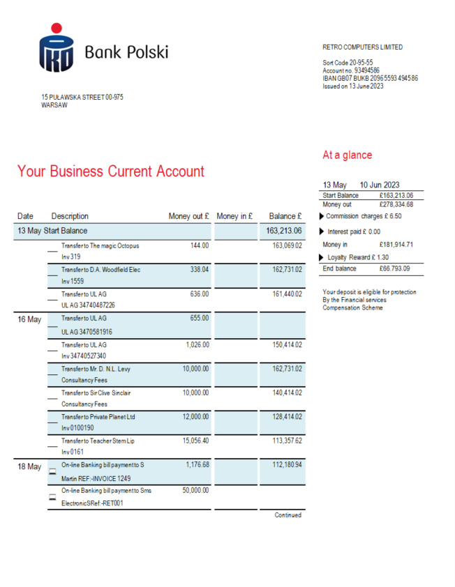 Modèle Word et PDF de déclaration d'entreprise de PKO Bank Polski